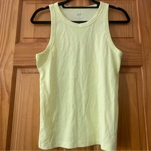 GAP Ribbed High Neck Tank Top Yellow Size M Stretch Basic